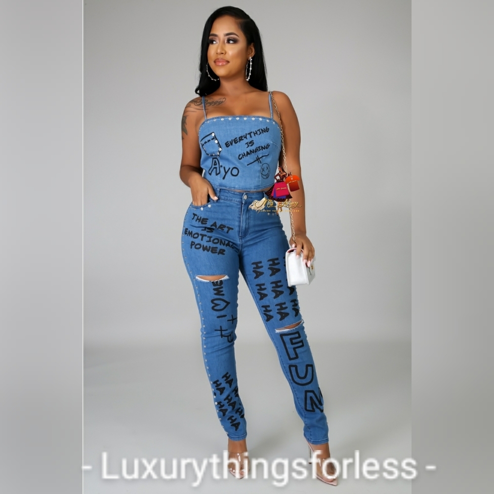 Denim Pants Set